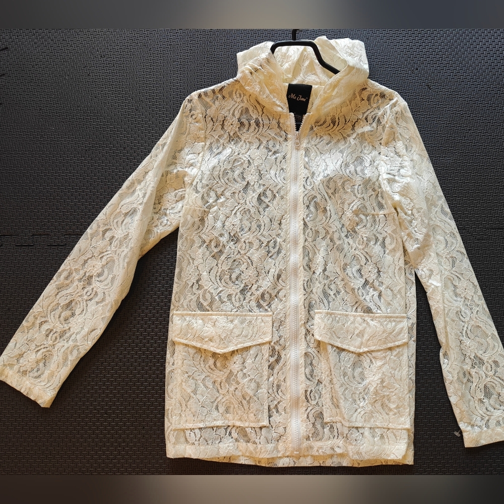 Me Jane Women's Lace Rain Jacket - Cream